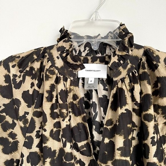 Current Elliott Animal Print Silk Cotton Blend Top - Picture 3 of 6